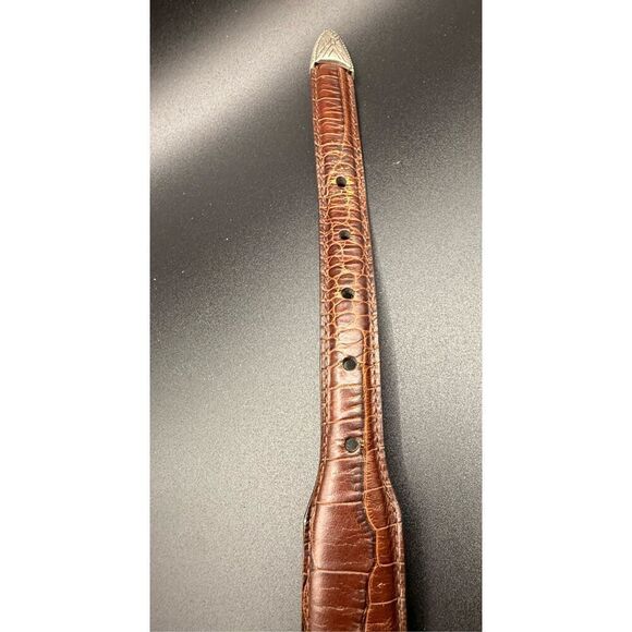 Brown Leather Concho Men’s Belt W/Silver Buckle  Roundtree & Yorke 32 - Picture 5 of 6